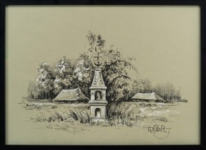 Wiktor ZIN (1925 Hrubieszów - 2007 Rzeszów), Pejzaż z kapliczką