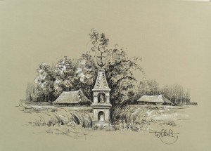 Wiktor ZIN (1925 Hrubieszów - 2007 Rzeszów), Pejzaż z kapliczką