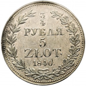 3/4 rubla = 5 złotych Warszawa 1840 MW - PCGS AU55 - rzadszy