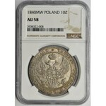 1 1/2 rubla = 10 złotych Warszawa 1840 MW - NGC AU58 - RZADKOŚĆ