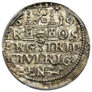 Zygmunt III Waza, Trojak Ryga 1619 - PCGS MS62 - rzadki