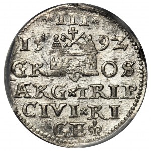 Zygmunt III Waza, Trojak Ryga 1592 - PCGS MS62