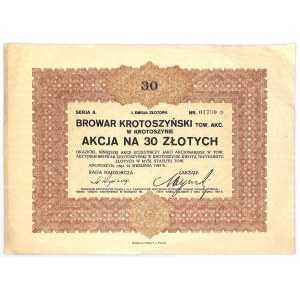 Browar Krotoszyński Tow. Akc. w Krotoszynie, Em.1, 30 złotych 1925