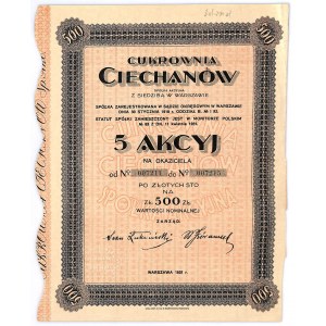 Cukrownia CIECHANÓW S.A., 5x100 złotych 1931