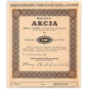 Fabryka Konserw Zygmunta Ruckera S.A. we Lwowie, 10 złotych 1927 - RZADKA
