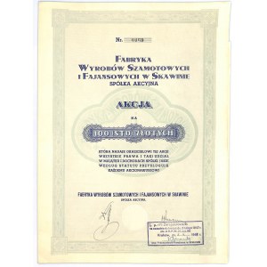 Fabryka Wyrobów Szamotowych i Fajansowych w Skawinie S.A., 100 złotych 1936 - RZADKA