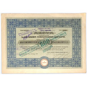Towarzystwo L&G KADEN Tow. Akc., 400 koron na 800 złotych 1913