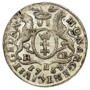 August III Sas, Szóstak Gdańsk 1763 - data rozdzielona literą E
