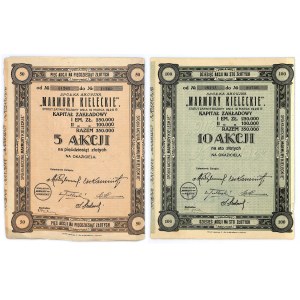 S.A. Marmury Kieleckie, Em.2, 5x50 złotych i 10x100 złotych 1927 (2szt.)