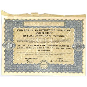 Pomorska Elektrownia Krajowa GRÓDEK S.A. w Toruniu, 10 złotych 1931