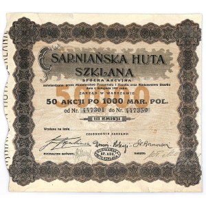 Sarniańska Huta Szklana S.A., Em.3, 50x1000 marek 1923
