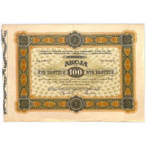 KARPALIT S.A. dla Fabrykacji Kart do Gry, Wyrobów Papierowych i Przemysłu Litograficznego, 100 złotych 1927 - RZADKOŚĆ
