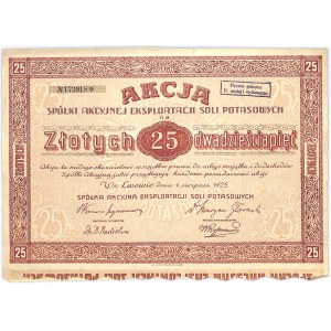 S.A. Eksploatacji Soli Potasowych, 25 złotych 1925