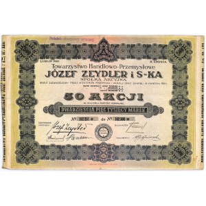 Towarzystwo Handlowo-Przemysłowe JÓZEF ZEYDLER i S-KA S.A., Em.2, 50x500 marek 1921 - RZADKOŚĆ