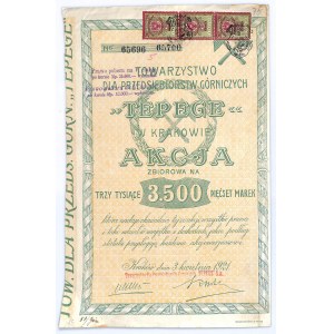 Towarzystwo dla Przedsiębiorstw Górniczych TEPEGE S.A. w Krakowie, 3500 marek 1921 - rzadka