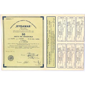 Warszawska Fabryka Wyrobów Gumowych RYGAWAR w Warszawie, Em.5, 50x100 złotych 1937