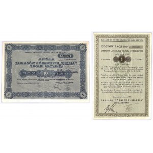 Zakłady Górnicze SILESIA S.A., 10 złotych 1928 i odcinek A na 1 złotych tj. 1/10 akcji 1929
