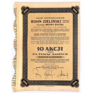 Zakłady Elektromechaniczne ROHN ZIELIŃSKI S.A. Licencja Brown Boveri, Em.1, 10x100 złotych 1937