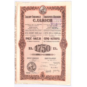 Zakłady Ogrodnicze C ULRICH, 5x350 złotych 1921 - rzadka