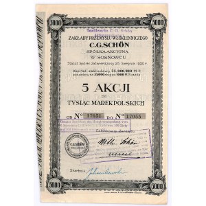 Zakłdy Przemysłu Włókienniczego C.G. SCHON S.A. w Sosnowcu, 5x1000 marek 1920