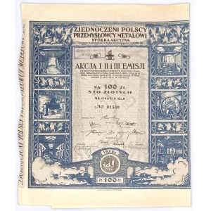 Zjednoczeni Polscy Przemysłowcy Metalowi S.A., Em.1-3, 100 złotych 1929