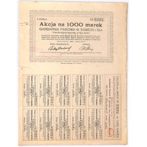 Garbarnia Parowa W. SAWICKI i S-ka Tow. Akc. W Opalenicy, Em.2, 1000 marek 1922