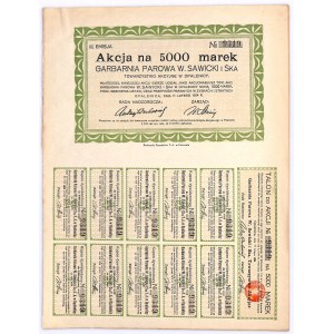 Garbarnia Parowa W. SAWICKI i S-ka Tow. Akc. W Opalenicy, Em.3, 5000 marek 1924