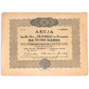 S.A. TKANINA w Poznaniu, Em.5, 50000 marek 1923 