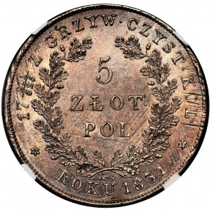 Powstanie Listopadowe, 5 złotych Warszawa 1831 KG - NGC MS61