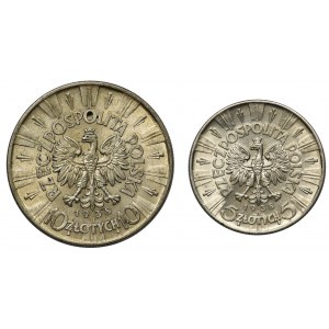 Zestaw, Piłsudski 5 i 10 złotych 1938 (2 szt.)