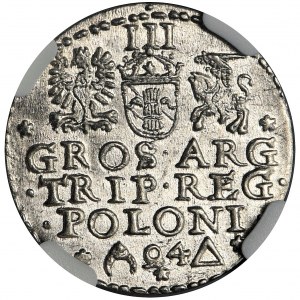 Zygmunt III Waza, Trojak Malbork 1594 - NGC MS62 - otwarty pierścień