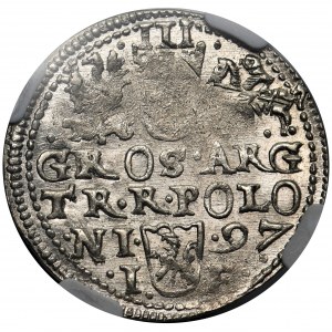 Zygmunt III Waza, Trojak Olkusz 1597 - NGC AU55