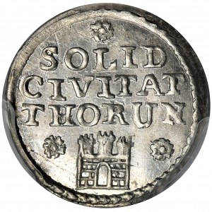 August III Sas, Szeląg Toruń 1760 w czystym srebrze - PCGS SP63 - RZADKOŚĆ