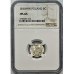 5 groszy Warszawa 1840 MW - NGC MS65