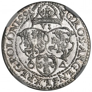 Zygmunt III Waza, Szóstak Malbork 1599 - NGC MS64 - mała głowa - ZJAWISKOWY