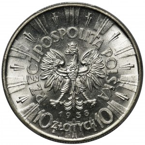 Piłsudski, 10 złotych 1938 - PCGS MS62