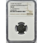 Królestwo Polskie, 5 fenigów 1918 - NGC MS63 - ex. Karolkiewicz