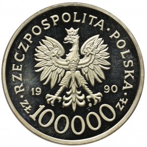 Mała Solidarność, 100.000 złotych 1990 - lustrzanka