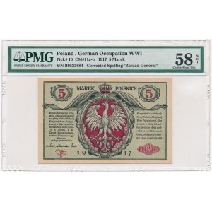 5 marek 1916 biletów - B - PMG 58 NET