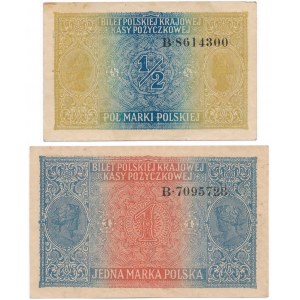Zestaw, 1/2 i 1 marka Generał 1916 (2szt.)