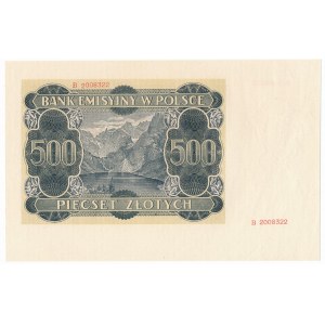 500 złotych 1940 - B - nieukończony druk