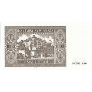 1.000 złotych 1941 MCSM 616 - certyfikat od Czesława Miłczaka. 