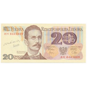 20 złotych 1982 - AH - z autografem A.Heidricha