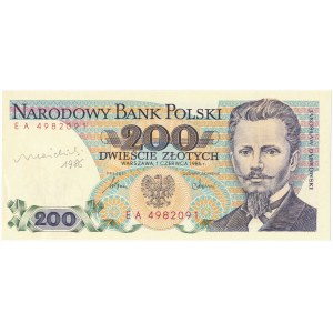 200 złotych 1986 - EA - z autografem A.Heidricha - wczesna data