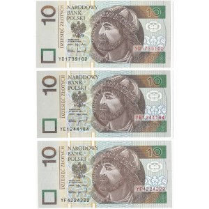 10 złotych 1994 - YD,YE,YF - (3szt.)