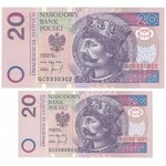 20 złotych 1994 -GC- z bardzo rzadkim błędem numeratora i bez błędu (2szt.) 