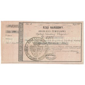 Rząd Narodowy, Obligacja Tymczasowa 100 złotych 1863-4 z numeratorem