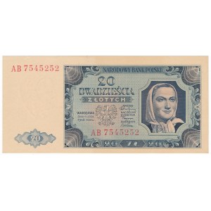 20 złotych 1948 - AB - duże litery serii