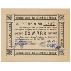 Śląsk, Betriebskasse der Eisenhütte, 50 marek 1921 - RZADKOŚĆ
