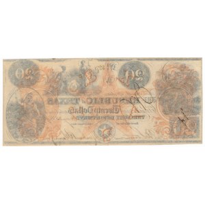 USA, Texas, 20 dolarów 1840 - skasowany - RZADKOŚĆ